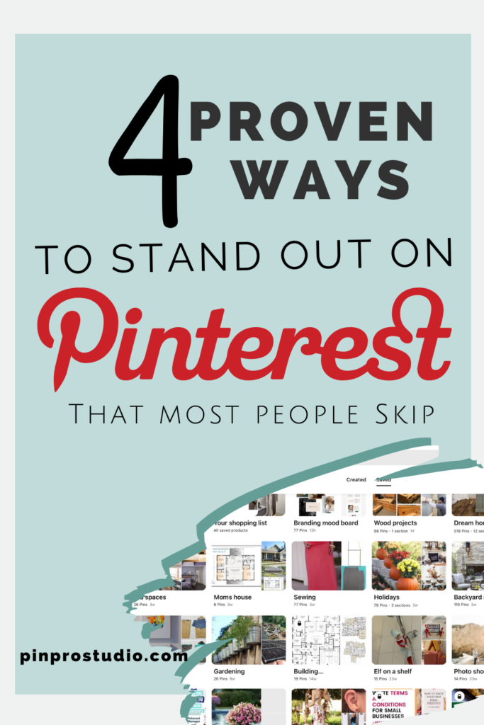 Pinterest Pin about this post. 
4 Tips for getting SEEN on pinterest